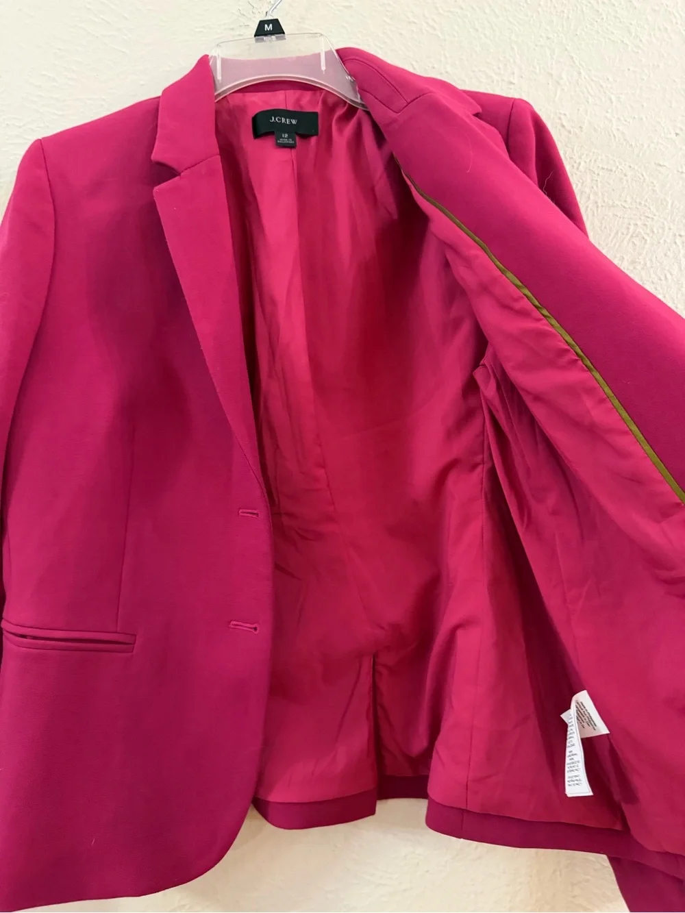 J Crew fushcia double button lined blazer